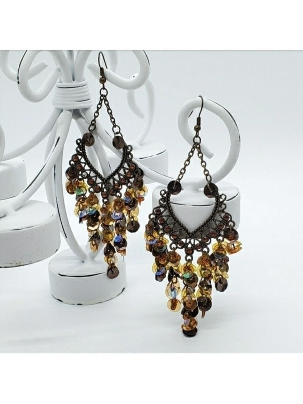 Dangle sequin and Rhinestone boho chandelier earrings